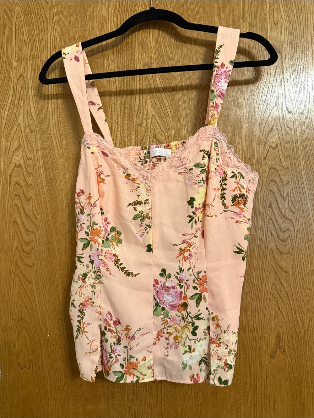 LC Lauren Conrad Pink Floral Lace-Trim Camisole
